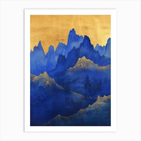 Blue And Gold Mountains 7 Art Print