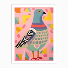 Pink Scandi Pigeon 1 Art Print