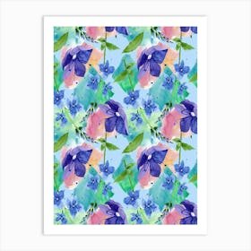 Watercolor Flowers - Veronica blue flower Art Print