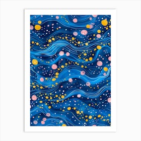 Blue And Yellow Polka Dots 2 Art Print