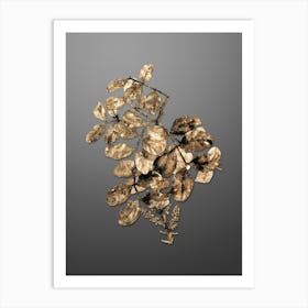 Gold Botanical Carob Tree on Soft Gray n.2066 Art Print