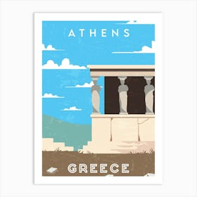 Athens, Greece — Retro travel minimalist poster Art Print