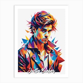 Justin Bieber 03 Portrait Music Icon Style WPAP Pop Art Art Print