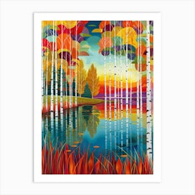 Sunset Birch Trees 1 Art Print