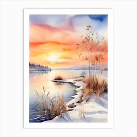 Sunset By The Lake Art Print