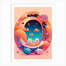 Event Horizon Kawaii Kids Space Art Print