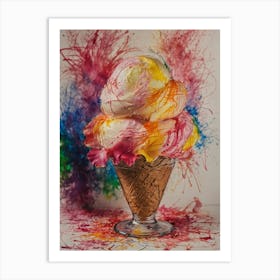 Colorful Ice Cream Cone 2 Art Print