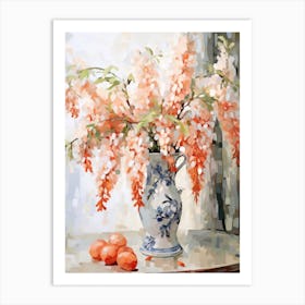 Wisteria Flower And Peaches Still Life Painting 3 Dreamy Art Print