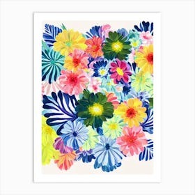 Chrysanthemums Modern Colourful Flower Art Print