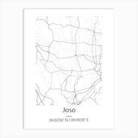 Joso,Japan Minimalist Map Art Print