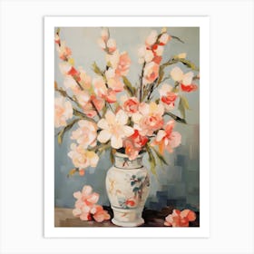 Snapdragon Flower And Peaches Still Life Painting 3 Dreamy Art Print