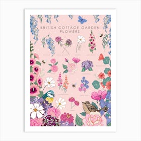 British Cottage Garden Flowers Art Print