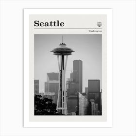 Seattle Space Needle Black And White Art Print