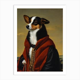 Pembroke Welsh Corgi Renaissance Portrait Oil Painting Art Print