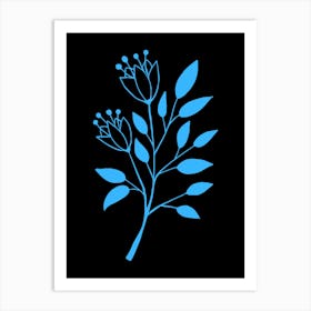 Branch Of Blue Flowers Art Print