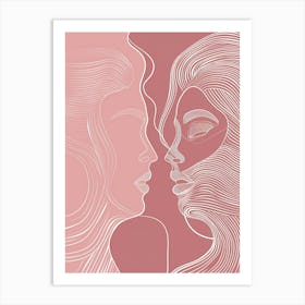 Minimalist Portrait Line Pink Woman 8 Art Print