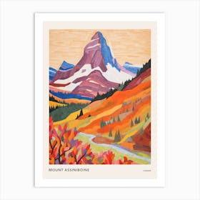 Mount Assiniboine Canada 1 Colourful Mountain Illustration Poster Art Print