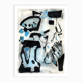 ABSTRACTION - Abstract Illustration Black and Blue by "Colt x Wilde"  Art Print