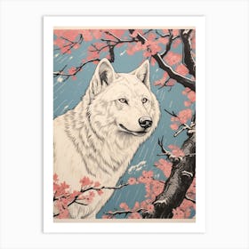 Arctic Wolf Vintage Japanese 4 Art Print