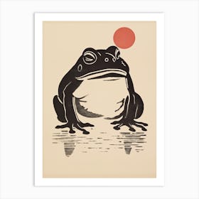 Frog Matsumoto Hoji Inspired Japanese Neutrals And Red 5 Art Print