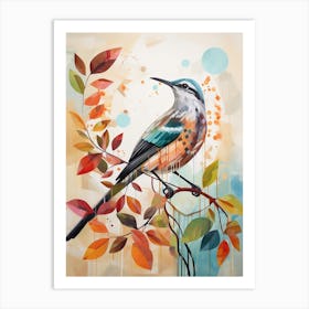 Bird Painting Collage Mockingbird 1 Art Print