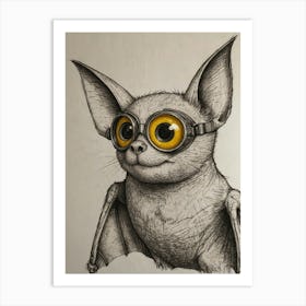 Bat With Goggles Art Print