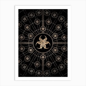 Geometric Glyph Radial Array in Glitter Gold on Black n.0338 Art Print