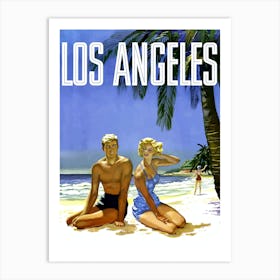 Los Angeles, Young Couple On The Beach Art Print
