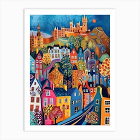 Kitsch Colourful Edinburgh Cityscape 3 Art Print