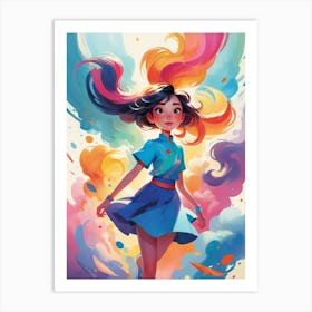 Girl With Colorful Hair 2 Art Print