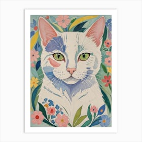 Floral Cat no1 Art Print