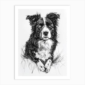 Australian Shepherd Dog Line Sketch 2 Art Print