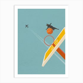 Vintage Minimal Art Sky and Basketball Hoop Art Print