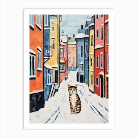 Cat In The Streets Of Helsinki   Finland With Snow 3 Art Print