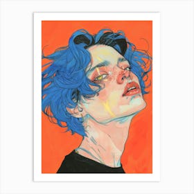 Blue Haired Girl 8 Art Print