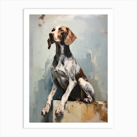 Pointer Dog, Painting In Light Teal And Brown 3 Art Print