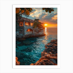 Sunset At The House Art Print