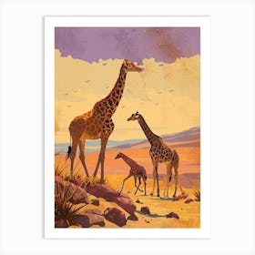 Yellow & Purple Giraffe  1 Art Print