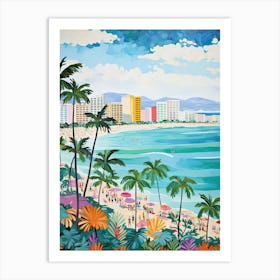 Waikiki Beach, Honolulu, Hawaii, Matisse And Rousseau Style 1 Art Print