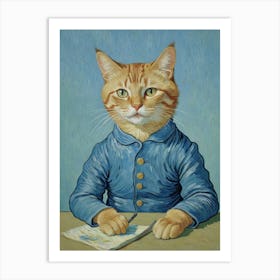 Cat By Van Gogh Art Print