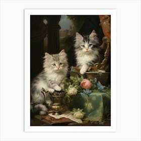 Two Kittens Rococo Style 1 Art Print