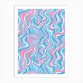 Pink And Blue Wavy Pattern Art Print