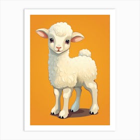 Sheep On An Orange Background Art Print
