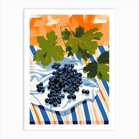 Blackcurrants Fruit Summer Illustration 1 Art Print