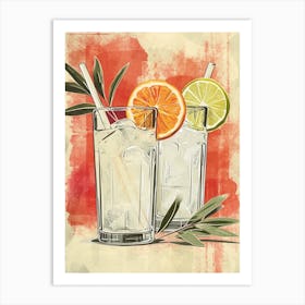 Tom Collins Watercolour Inspired Illustration 1 Art Print