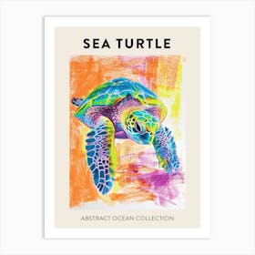 Rainbow Turtle Scribble Crayon Drawing Poster 3 Art Print
