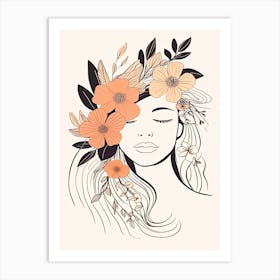 Bloom Body Woman Neutral Colours Boho Style 2 Art Print