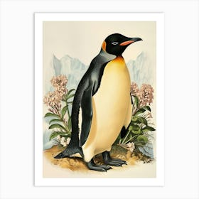 Adlie Penguin Cuverville Island Vintage Botanical Painting 2 Art Print