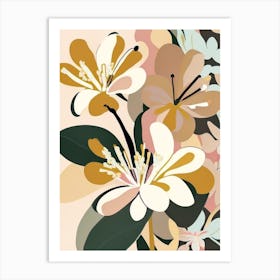 Azalea Wildflower Modern Muted Colours Art Print