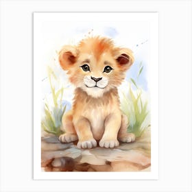 Drawing Watercolour Lion Art Painting 3 Art Print